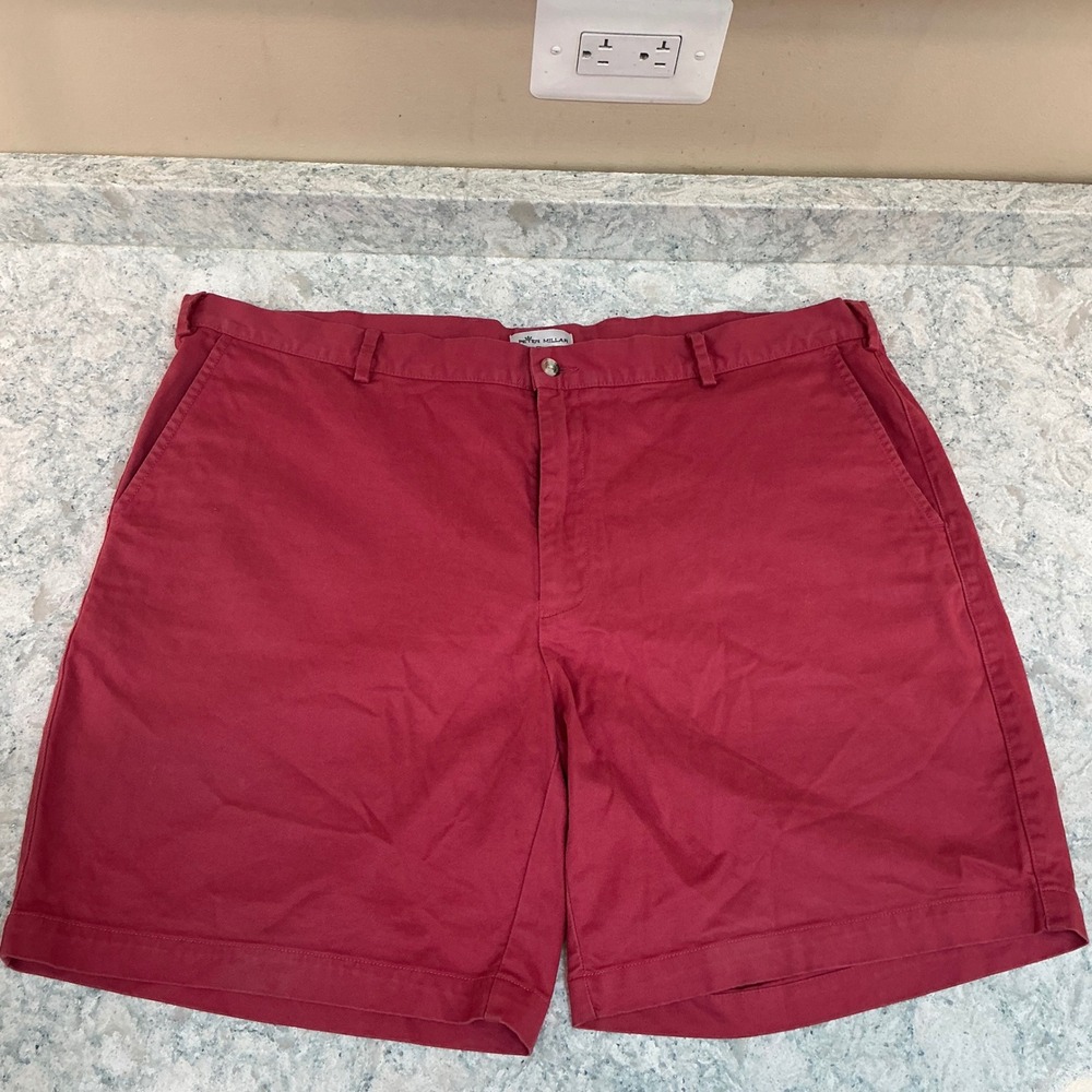 Peter Millar Shorts Crown Comfort 42 Red Pima Cotton‎ Stretch Flat Front ME0B05